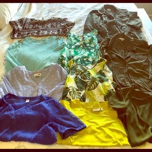 Bundle of green/blue tops